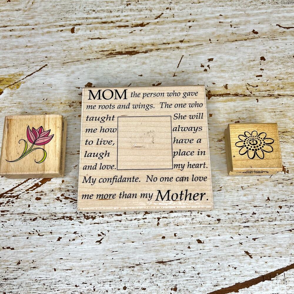 Lot of 3 Mom Themed Wood Mounted Rubber Stamps